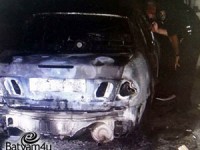 המכונית שהוצתה | צילום דוברות המשטרה